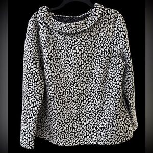 Talbots Black/White Patterned Top Faux cowl neck XLP